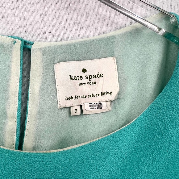 KATE SPADE Dress Womens 2 Turquoise Cordette Crepe Shift Giverny Blue Mini Short - Picture 9 of 16